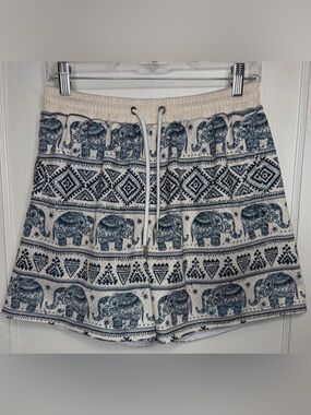 YoungLA After Party Mesh Shorts Mens M Blue White Tribal Elephants Athletic Gym